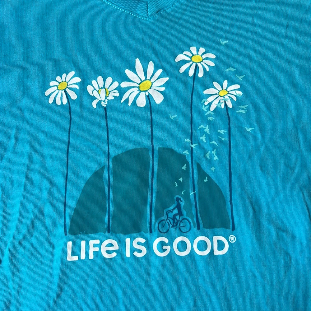 Life is good crusher short sleeve v neck daisy tee small - Picture 2 of 5